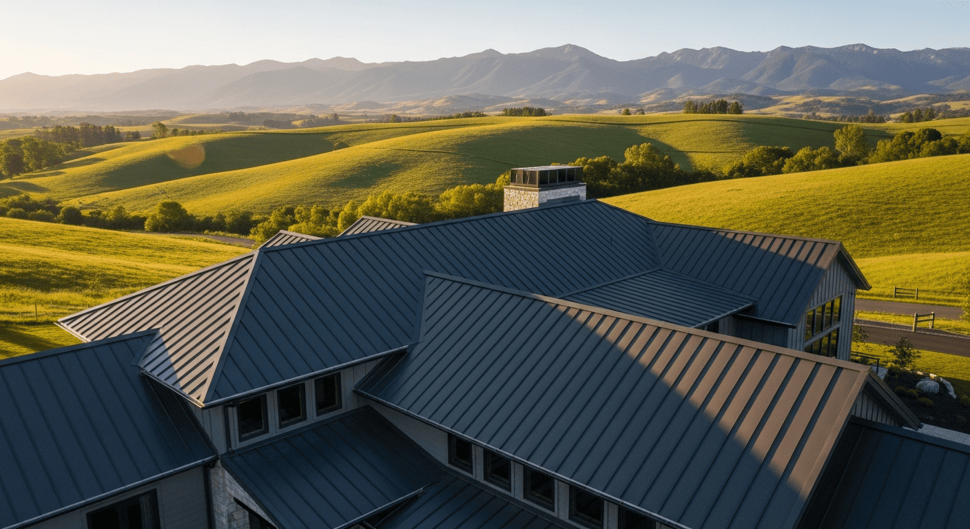 Standing seam metal roof on a home in the Western North Carolina foothills